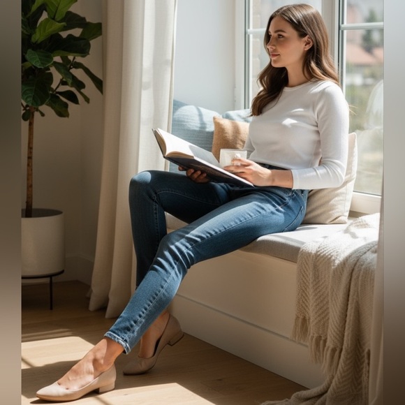 ALICE + OLIVIA AO LA Size 24 Blue Textured Jeans NWT R $295 - Picture 11 of 11